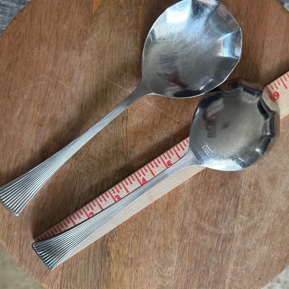 Towle Supreme NOBLESSE Solid Shell‎ Casserole Serving Spoons Set of 2 Stainless